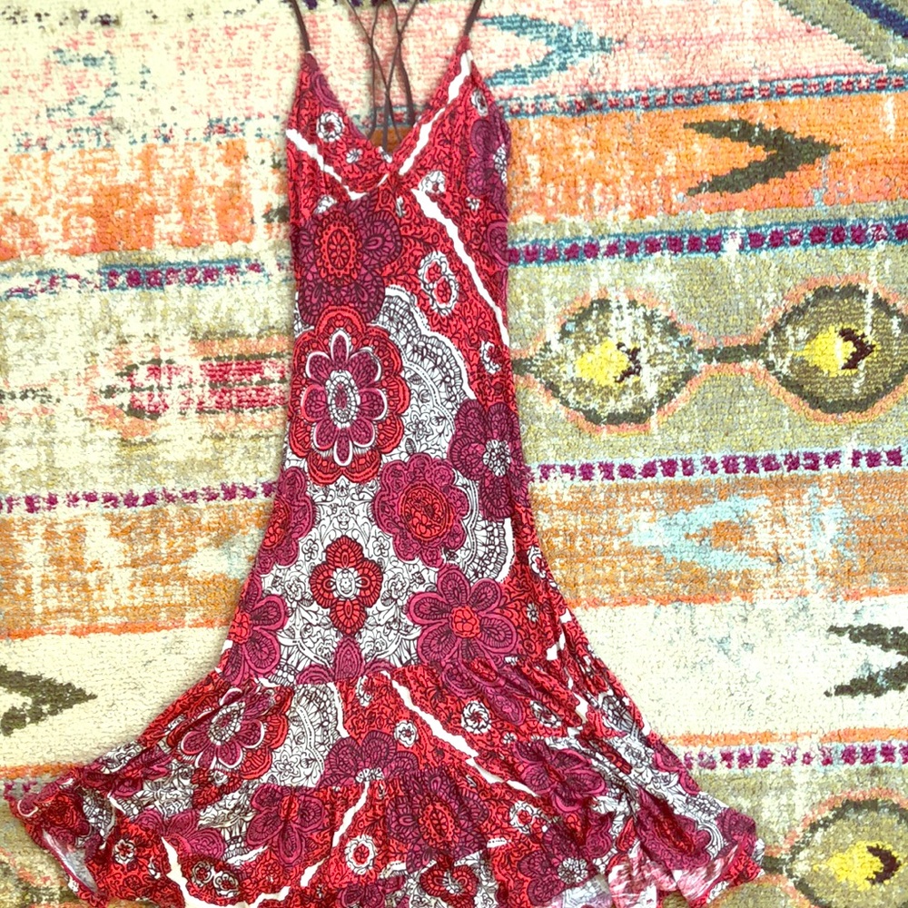 Super soft Patterned ruffle free people dress